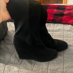 Women's Black Suede Wedge Boots Storm Hike 7 women